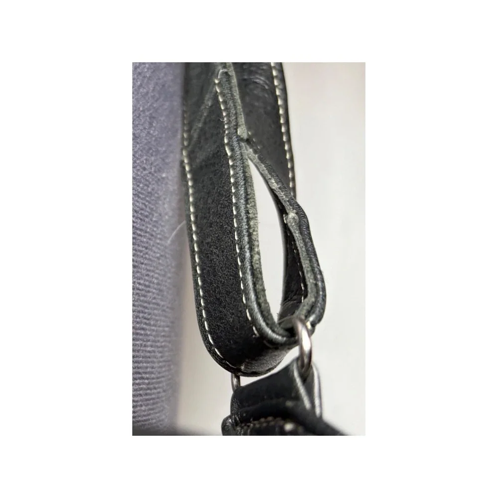 Vtg 90s Black Genuine Leather Messenger Bag Crossbody Satchel Laptop Bag DAMAGED